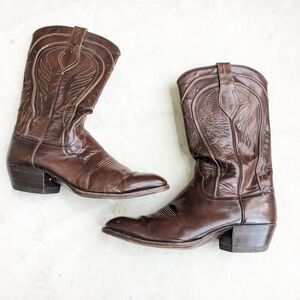 Dan Post Cowboy Boots Brown Men 10 D Leather Spain Western Botas